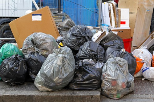 Employees participating in a recycling program